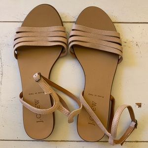 J.Crew Nude Leather Ankle Strap Sandals